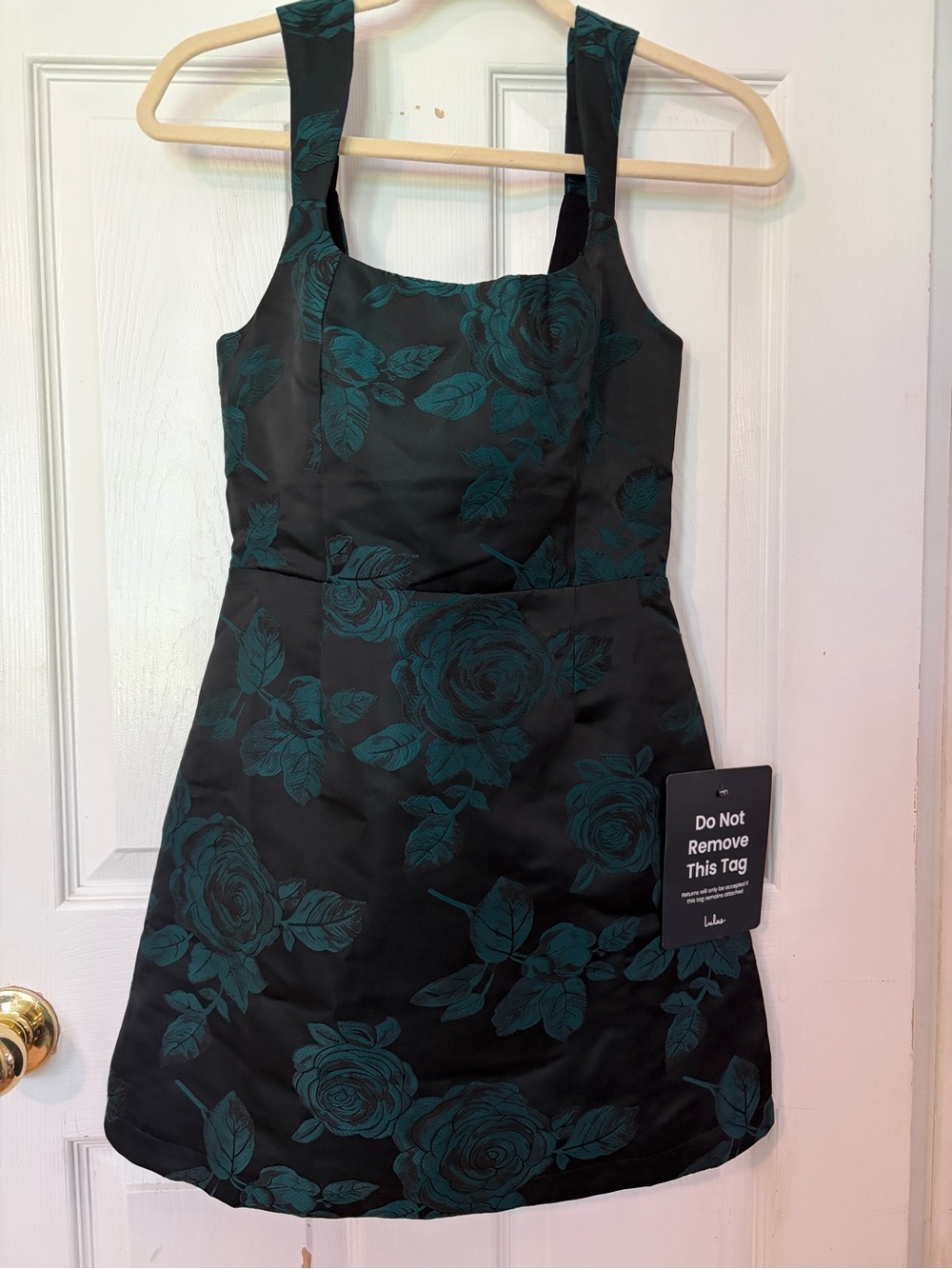Lulu's Black & Green Floral Square-Neck Dress